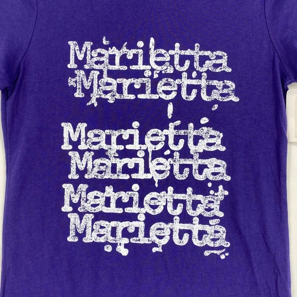 League Collegiate Juniors Large T-Shirt Deep Purple Marietta College Short Slv - Picture 2 of 7